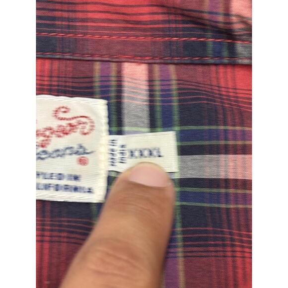 True Religion Shirt Mens 3XL Red Plaid Western Pearl Snap Long Sleeve - Picture 7 of 9